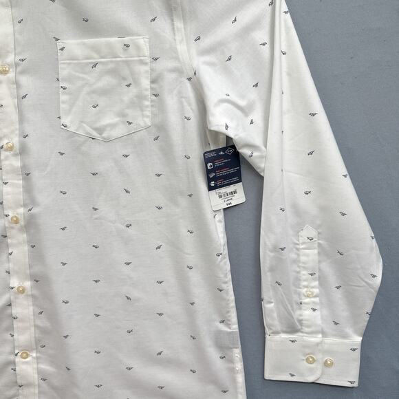 St Johns Bay Dress Shirt XL White Birds Business Career Office Button Down New - Picture 9 of 13
